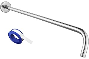 Voolan Shower Arm with Flange and Teflon Tape, 24'' Extension Shower Head Arm for Bathroom Fixed Shower Head, Solid Stainless Steel, Wall Mounted, 24 Inch