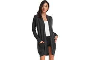 GRACE KARIN Femmes Cardigan Manches Longues Décontracté Tricoté Sweaters Casual Chaud en Hiver avec Poches Outwear