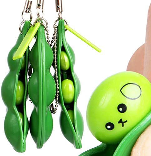 3Pcs Squeeze-A-Bean Pendants, Wowot Extrusion Squeeze-A-Bean Keychain Stress Relieving Pendants Toys