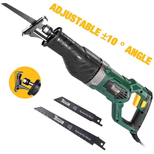 Scie Sabre, TECCPO Professional 1050W Scie Alternative 240V avec 2500 SPM, Profondeur de Coupe: 150mm (Bois), 5mm (Métal), Course de Coupe 28mm, 3 Lames de Scie Remplaçables -TARS24P