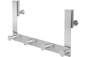 JSVER Gancio per Parete Doccia Gancio Doccia Senza Foratura con 6 Ganci in Acciaio Inox, Ganci Doccia Accappatoiocon Protezione in Gomma, per Vetri di Spessore da 10 a 12 mm