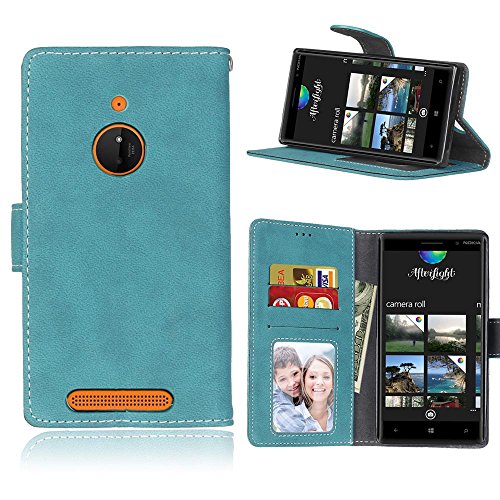 Lumia 830 Case, SATURCASE Retro Frosted PU Leather Flip Magnet Wallet Stand Card Slots Case Cover for Nokia / Microsoft Lumia 830 (Blue)