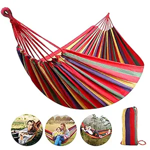 Futurekart Fabric Hammock for Outdoor Activities & Beach Travel 85 * 30 inches (Stripe Red)