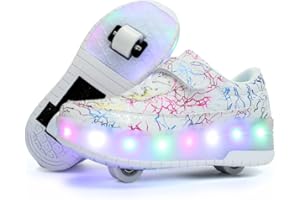 HUSKSWARE Rollschuhe Schuhe Jungen Mädchen Mit 4 Rollen Skateboardschuhe, verstellbar Jugend Schuhe mit Rollen, Schwarz Weiß 28-40 EU