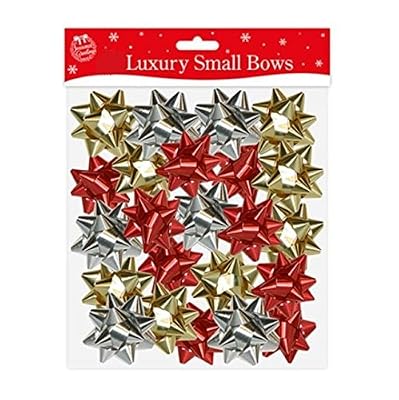 The Home Fusion Company 18 x Petite Noeuds Cadeau d'anniversaire de Noël Cadeau de Noël Cadeau Rouge Argent Doré