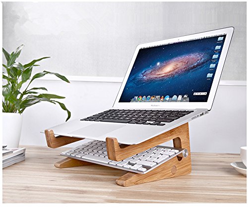 OUTOWIN Kreativ Bambus Laptopständer klappbar – Ergonomis Computer Desktop Ständer Vertikal Halterung Wärmeableitung für Alle Apple Macbook, MacBook Air / Macbook Pro / Retina MacBook und Andere 11“-15“ Laptops (Weniger als 35mm dicke) - 7