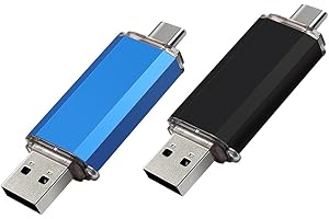MYEMUUN 2-Pack 128GB USB C Flash Drive Dual Flash Drive Type C + USB A Memory Stick Jump Drive 2-in-1 Thumb Drive For Storage and Backup (128GB*2 Black&Blue)