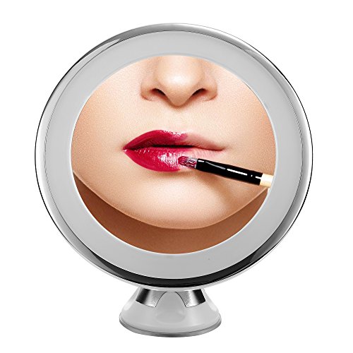 LED Kosmetikspiegel Beleuchtet mit 10-facher Vergrößerung und Saugnapf-Grundplatte von eLander, 360° Schwenkbar, Schminkspiegel mit Blendfreier Beleuchtung für Zuhause und Unterwegs - 6