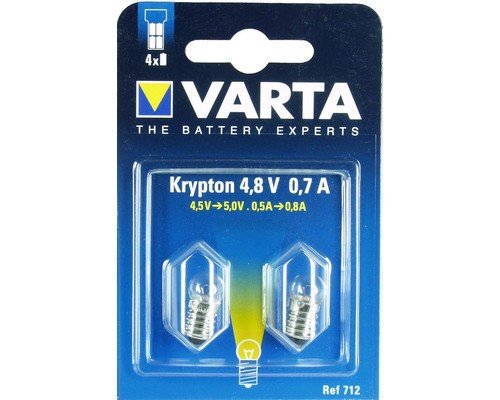 Varta 712 Glühlampe Schraubsockel 4,8V 0,7A 2er Pack