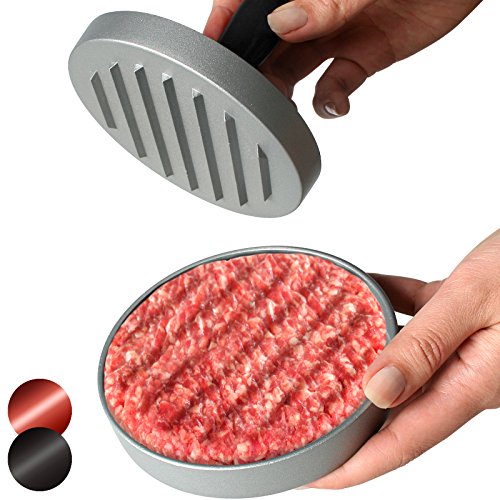 Broil-master -Prensa de aluminio para hamburguesas aprox. 11,5 x 11,5 x 8,5 cm de color negro de asa