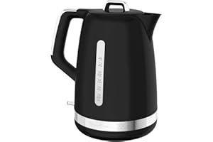 Moulinex Bouilloire électrique 1,7 L, Design vintage, Base 360°, Couvercle articulé, ébullition rapide, Arrêt automatique, Niveau d’eau, Filtre anticalcaire, Résistance cachée, Soleil noir BY320B10