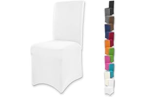 Gräfenstayn Henry pokrowiec na krzesło ze stretchu – okrągłe i kwadratowe oparcia – bi-elastyczne dopasowanie ze znakiem Öko-Tex Standard 100: "Sprawdzone i godne zaufania" (biały)