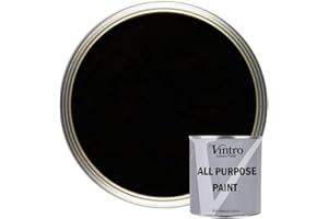 Vintro Paint - All Purpose Paint. Multi-Surface Matt Paint For Indoor/Outdoor use. Wood, Walls, Doors, Cabinets, Metal, Plastic, Masonry, Furniture, Glass, Tiles, Radiators & Pipes. 250ml (Black)
