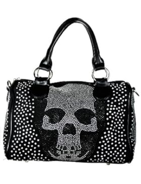 Trend Damen Henkeltasche Nieten Strass schwarz 9070