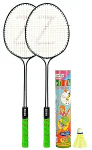 ISBN Badminton Set with 6 Shuttle & 2 pc Raket Pack of 1