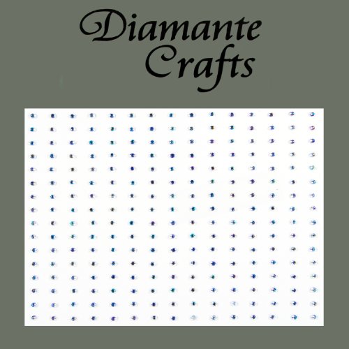 240 x 1mm Clear iridescent AB Diamante Self Adhesive Rhinestone Body Nail Vajazzle Gems - created exclusively for Diamante Crafts