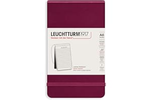 LEUCHTTURM1917 364408 notatnik Pocket (A6), twarda okładka, 184 numerowane strony, w linie, czerwony Port Red