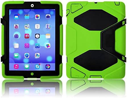 NEW Multi Angel Silicone/Plastic Protective/Dual Layer Shock /Absorbing Kid-Proof Case Shockproof Dirt Snow Sand Proof Survivor Extreme Army Military Heavy Duty Prime Quality Cover Case Kickstand for Apple iPad 2 /3 /4 (MODEL: A1395 / A1396 / A1397 / A1416 / A1430 / A1403 / A1416 / A1430 / A1403) Children Gift APPLE IPAD 2 (MODEL : A1395 / A1396 / A1397) / IPAD 3 (MODEL A1416 / A1430 / A1403) / IPAD 4 (MODEL : A1458 /A1459 /A1460) @SK MICRO® - SUPER FAST SHIPPING FROM UK (Colour -Green)