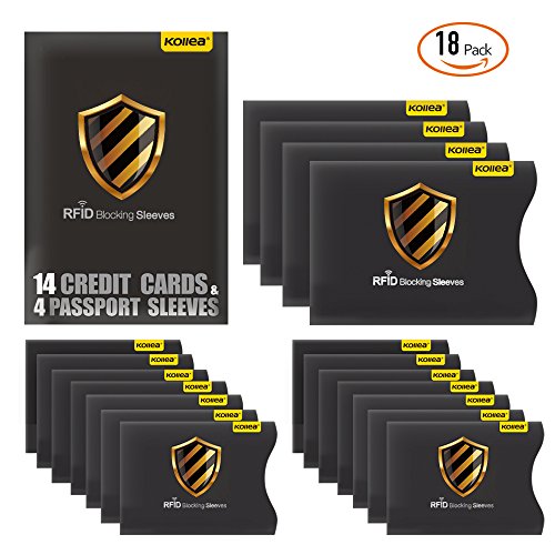 Bloqueo RFID  Kollea Tarjeteros para Tarjetas de Credito y Pasaporte  14 Protectores Tarjeta Credito   4 Protectores Pasaporte 