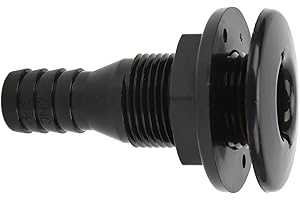aqxreight Raccord de Coque à Travers la Coque, Connecteur de Bateau à Travers la Coque 3/4in ABS Plastique Raccord de Tuyau Accessoire de Sortie de Vidange (Le Noir)
