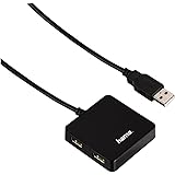 Hama USB Hub 2.0, 4-fach Adapter (Splitter mit 4 USB-Ports, kompakt, großer Buchsenabstand, bus-powered, externer USB-Verteiler) schwarz