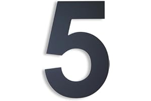 KTC-HOME - PREMIUM Hausnummer Anthrazit inkl. Montagematerial - pulverbeschichtet - Arial - Höhe 20 cm - RAL 7016 - rostfrei & wetterfestes Hausnummernschild - Hausnummer 5 -