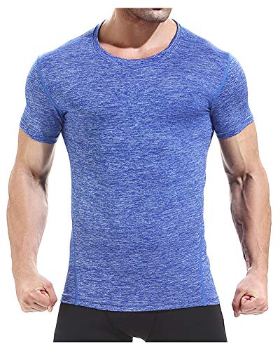 Preisvergleich Produktbild MISSMAO_FASHION2019 Herren Kompression Kurzarm Baselayer Schnelltrocknend Komfortable Sportshirt Blau 2XL