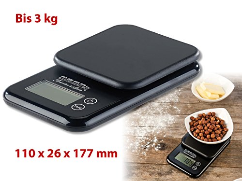 PEARL Kompakte Digitalwaage mit Touchbedienung für Küche und Büro, bis 3 kg - 6