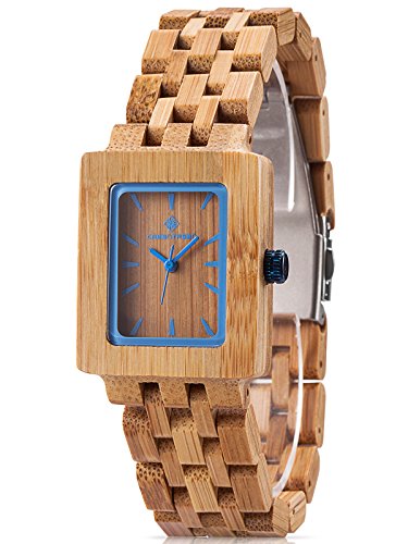 GREENTREEN Bambusuhren für Männer Natürliche Herren Quarzuhr Bambus Armband braun