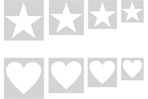 OTAIVE 8Pcs Star Stencil Heart Stencil,Star Stencils for Painting Large to Small Different Sizes Star Templates Heart Templates for Fabric Walls Arts Paper Home Decoration(White)