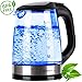 Produktbild TZS First Austria - 2L Glas-Wasserkocher mit blaue LED Beleuchtung | 2200 W | Kalkfilter | schwarz Edelstahl Design | automatische Deckelöffnung | verdecktes Heizelement | große Füllmenge