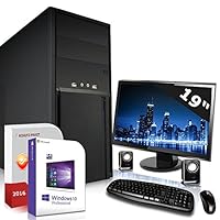 Komplett PC Set Office / Multimedia inkl. Windows 10 Pro 64-Bit! - Dual-Core Intel Celeron J1800 2x 2,6GHz Turbo - Intel HD Graphics - 19 Zoll TFT Monitor - 4GB DDR3 RAM - 500GB HDD - 24-fach DVD Brenner - Lautsprecher - Tastatur + Maus - USB 3.0 - Computer mit 3 Jahren Garantie!