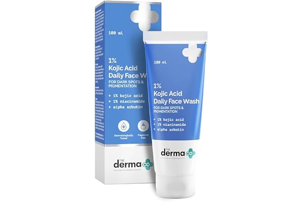 The Derma Co 1% Kojic Acid Face Wash With Niacinamide & Alpha Arbutin Reduces Dark Spots, Pigmentation & Blemishes Cleanses & Brightens Skin Non-Drying Formula For All Skin Types 100 ml