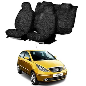 Chiefride Cotton Car Seat Cover for Tata Indica Vista (5 Seater) (Black)