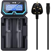 Protected 21700 Battery Charger XTAR New X2 Charger 2-Bay 18650 Charger with AC and USB input LCD Screen for 3.6V/3.7V 14500-