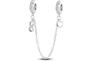 Parmuz 925 Sterling Silber Sicherheitsketten-Charm baumelnde Anhänger Clip-Charm-Perlen für Armband Love Butterfly Evil Eye Stopper Spacer Charm für Frau Schmuck Geschenk