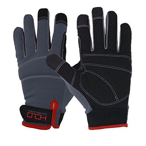 Preisvergleich Produktbild Herren Arbeitshandschuhe Touchscreen, Kunstleder Utility Handschuhe, Flexible Atmungsaktive Spendex Back-Padded Knuckles & Palm (XL)
