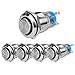Produktbild Larcele 19mm Momentan Knöpfe Drücken Taster Druckknopf mit Kontrollleuchte, Hoher Kopf,Wasserdicht,5 Stück JSANKG-08 (Momentan,Licht Blau)