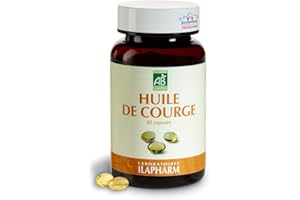 Laboratoires Ilapharm - HUILE DE PEPINS DE COURGE BIO- Prostate - Confort urinaire - Flacon de 60 gélules