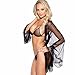 Produktbild MRULIC Frauen Dessous Babydoll Nachtwäsche Unterwäsche Lace Coat Nachtwäsche + G-String 03(Schwarz,XL)