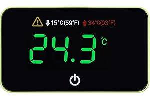 JLENOVEG Fish Tank Digital Thermometer Digital Aquarium Thermometer LED Display Stick-on Fish Tank Thermometer Default HI/LO Alarm Cordless Tank Temperature Sensor with LED Touch Screen