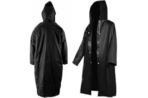 GOODILITY Waterproof Rain Poncho - Reusable EVA Material Rain Cape Hooded Poncho - Unisex Adult Raincoat with Sleeves, Best for Hiking, Camping, Cycling (Black)