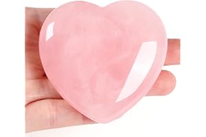 GUJOXILA 60mm Rose Quartz Crystal Large Heart Love Healing Crystals Gifts for Women Heart Gemstones Pink Ornaments Polished Nature Reiki Balancing Meditation Spiritual Stones