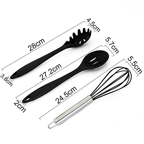 Das perfekte Küchenhelfer Set – 10 teiliges Premium Silikon Küchen Utensilien Set – Grillzange, Schneebesen, Silikonpinsel, Teigschaber, Schaumlöffel, Löffel Nudeln, Kelle, Suppenlöffel – Hitzebeständiges Koch- und Backzubehör von Y-Mai - 5