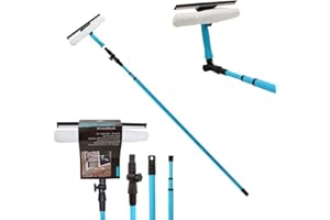 BLESSTRADE Multi-Purpose 3.5M Telescopic Window Cleaner Kit Conservatory Equipment Glass Cleaning Squeegee Extendable Aluminium Metal Pole Soft Rubber Mop Head