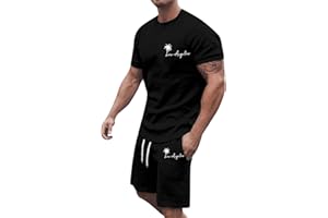 GXYANiaoy Sommer Outfit Herren 2 Teiler Trainingsanzug mit Aufdruck Palme Zweiteiler Sportanzug Kurze Hosen + T Shirt Set Kurzarm Jogginganzug Freizeitanzug Casual Outfit Tracksuit Sport Set Männer