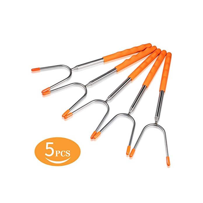 Echtpower Grillspiee Aus Rostfreiem Edelstahl Ausziehbar Grillspie Set Fr Lagerfeuer Oder Grillschale Bis Zu 115cm Lang 5er Set
