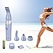 Bikini Trimmer, 4 in 1 Women Shaver Eyebrow Trimmer Nose Trimmer Battery Operated Bikini Grooming Kit Mini Portable Design Women Groomer Kit for Bikini Area/ Armpit / Arm / Leg Battery included ( Blue )