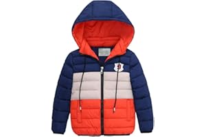 SURGOAL Niños Chaqueta de Plumón Encapuchado Abrigos de Plumón Acolchado Plumífero Ligero Invierno Coincidencia de Color Ropa