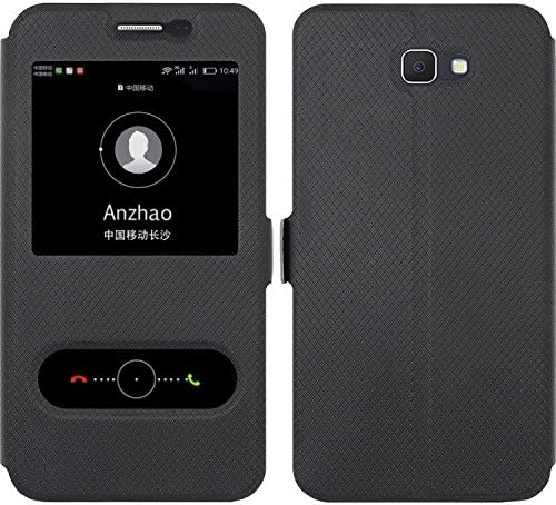 Samsung Galaxy J5 Prime G5700 Case , Anzhao [View Window] Flip Case Cover with Kickstand [Magnetic Closure] for Samsung Galaxy J5 Prime G5700 (Black)